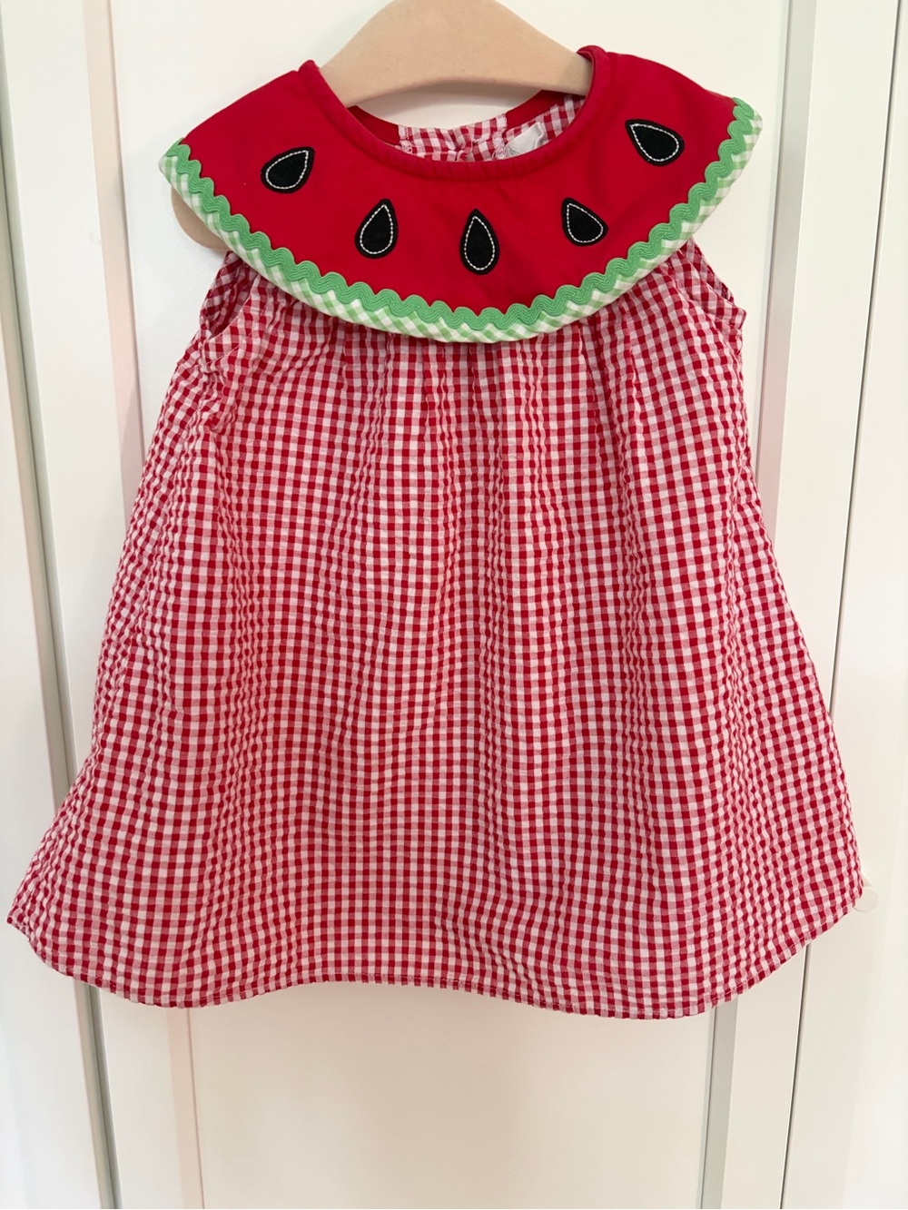 Starting Out Red Gingham Watermelon Bib Dress